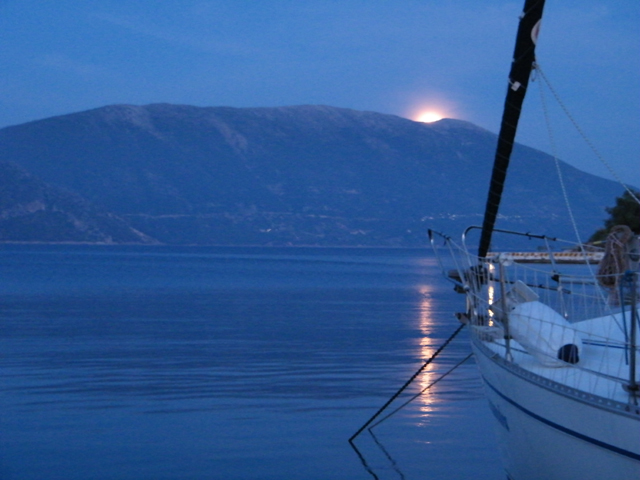 Moonrise over Ithaca from Fiskardo