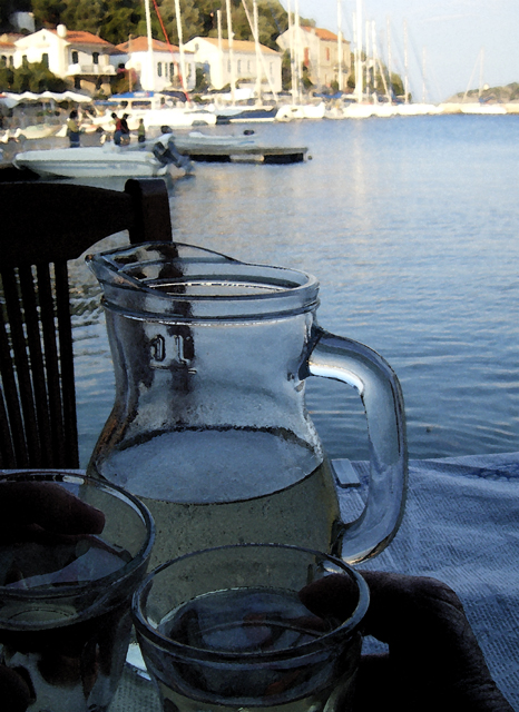 Taverna an quay in Kioni